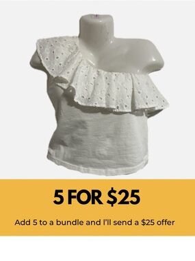 Mango White Eyelet Ruffle Blouse